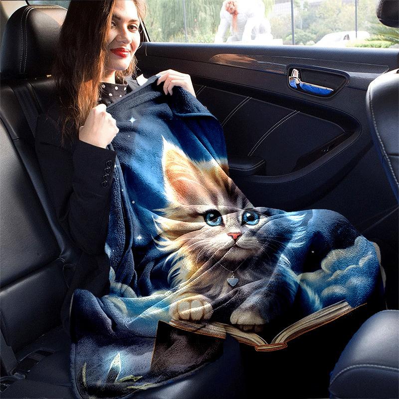 1 Stück Leichte Flanelldecke mit Katzenmuster, Bequeme und Warme Decke, für Camping Sofa Bett und Couch Büro, Geschenk