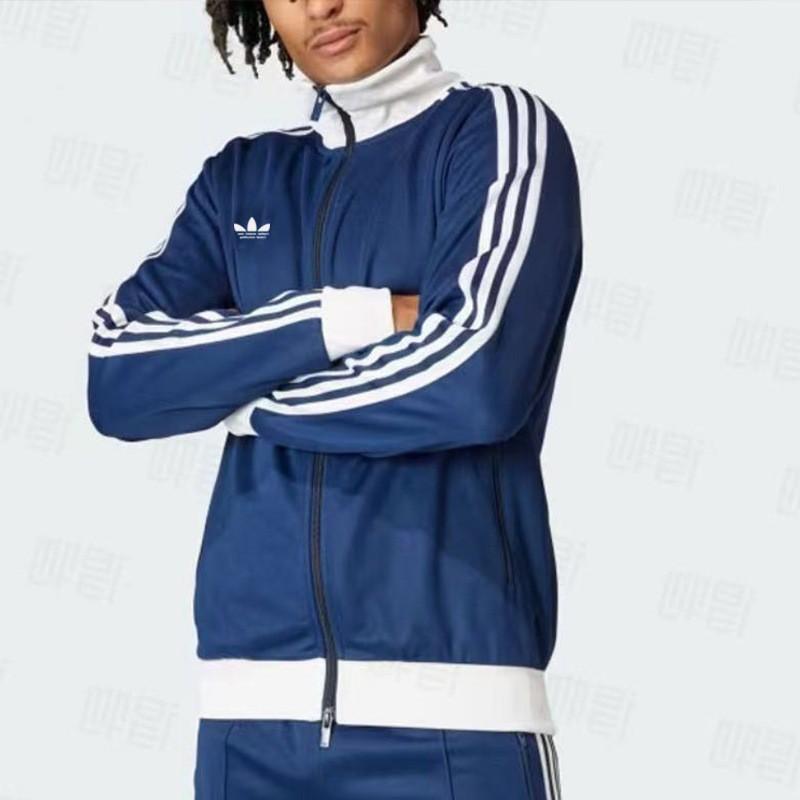 High Quality Embroidered Striped Stand Collar Zip Up Sweatshirt Jacket Men Women Couple