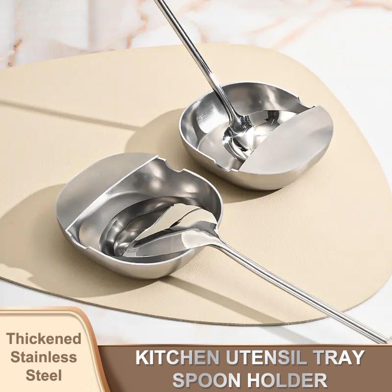 Stove Spoon Holder Stainless Steel Self Standing Utensils Frame Household Ladle Holder For Spoon Spatula Kitchen Counter Stove