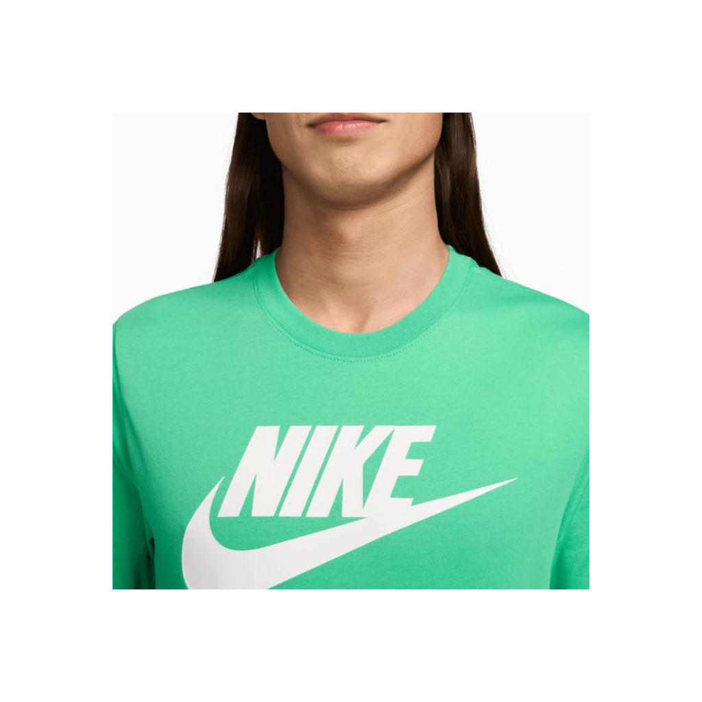 Nike T-shirt da uomo girocollo in puro cotone con stampa Swoosh Top Verdi DX1986-363