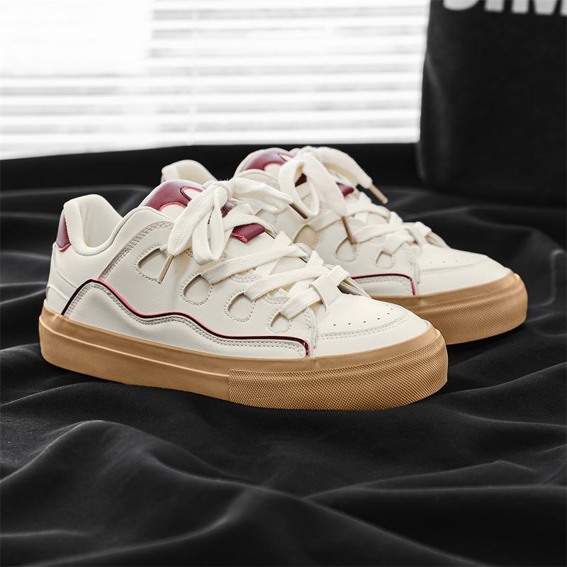 

2025 spring men s sports tide Korean version of low-top casual and comfortable little white shoes men s ins versatile trendy men s shoes 1232 39 тёмно-рыжий