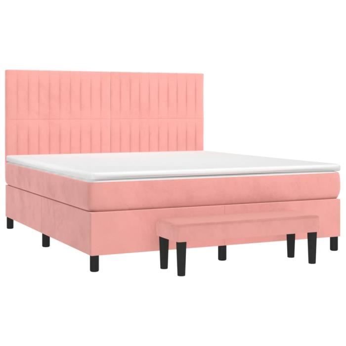 3137976 vidaXL Divan Bed with Mattress Pink 160x200 Cm Velvet