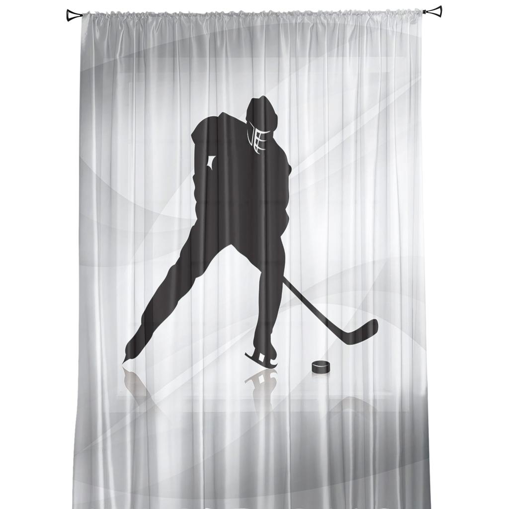 Abstract Hockey Player Modern Curtain For Living Room Transparent Tulle Curtains Window Sheer For The Bedroom Accessories Decor