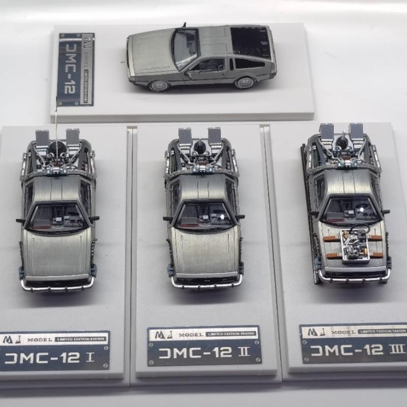 MJ 1/64 Legierung Zurück in die Zukunft Zeitmaschine DMC-12 Diecast Modellauto Klassisches Metall Präzisionsfahrzeug Sammlung Display Geschenk