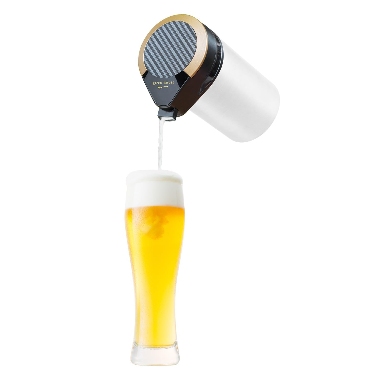 Green House Beer Server for Canned Easily Keeps Beer Enjoy Creamy Foam Black One-Touch Beer, Fresh, Anywhere, (GH-BEERMS-BK) nero