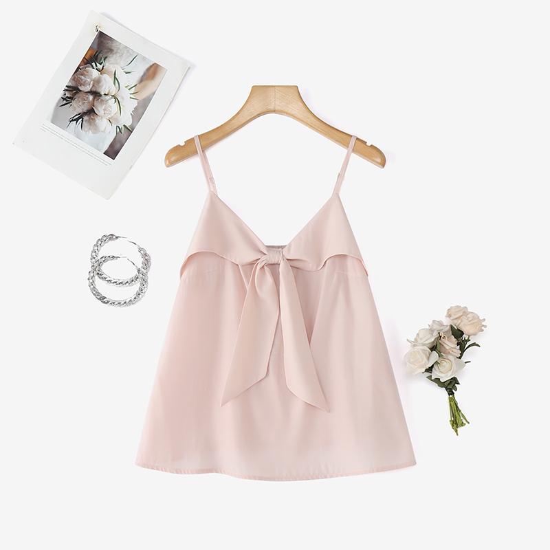 

ZANZEA Women Bows V-Neck Casual Sleeveless Straps Camisoles Tank Tops S розовый