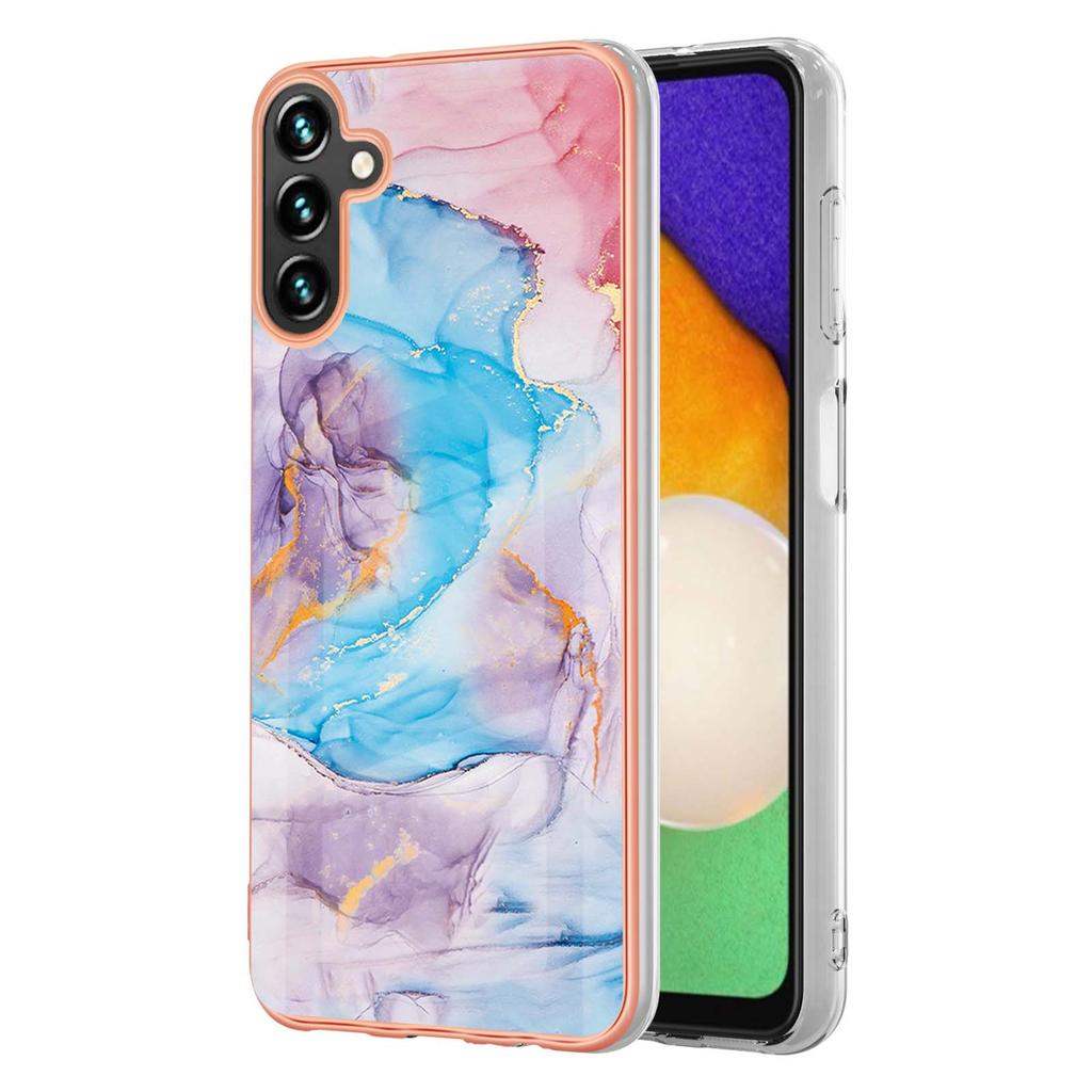 For Samsung Galaxy A35 5G Case with IMD Marble Flower Pattern TPU Mobile Back Cover