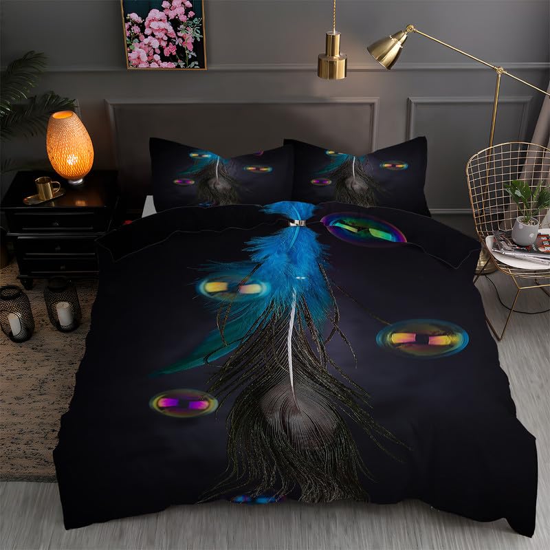 Floral Peacock Comforter Set Twin King Full Size, Bedding Set for Kids,Quilt Cover Peacock Duvet Set Girl Bedroom Decor 3 Pieces