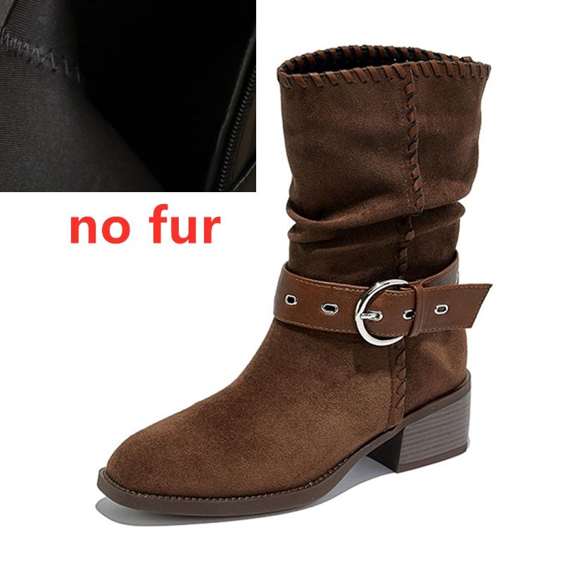 Mode AIYUQI Damen Stiefeletten 2025 Neue Stiefeletten Damen Plissierte Western Cowboy Stiefel weiblich Übergröße Mid-Calf Bikerstiefel