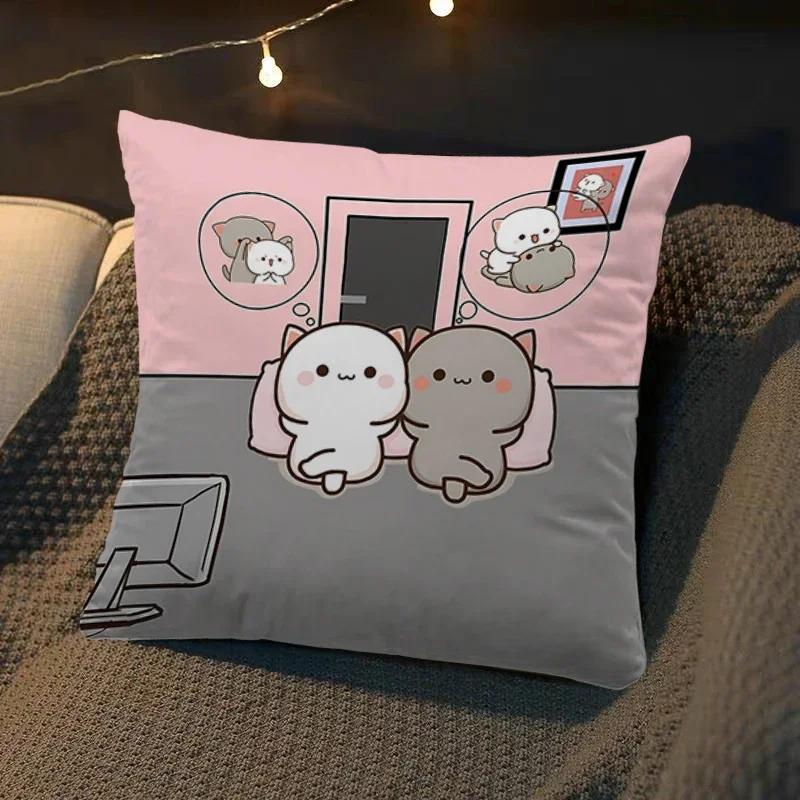 Dakimakura Mochi Peach Cat Soft Cushion Cartoon Pattern Cover 45x45 for Bed Sofa Car Home Decor Decorative Pillowcase Anime