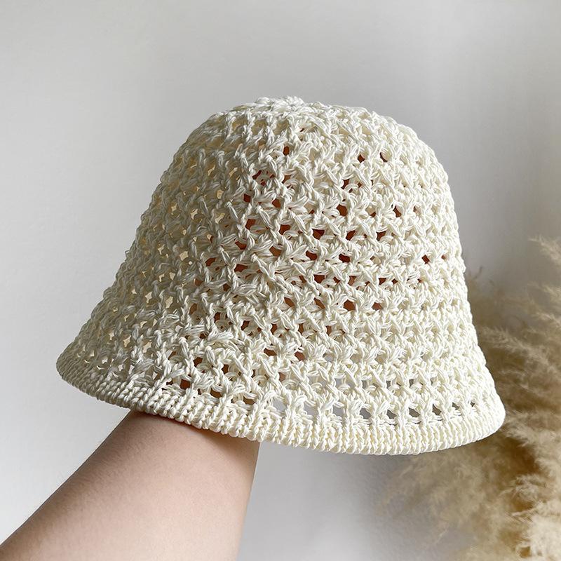 

Summer hollow bucket hat women s high sense breathable hat thin sunscreen sunshade bucket hat fashion basin hat travel Hat circumference (56-58cm) can be worn