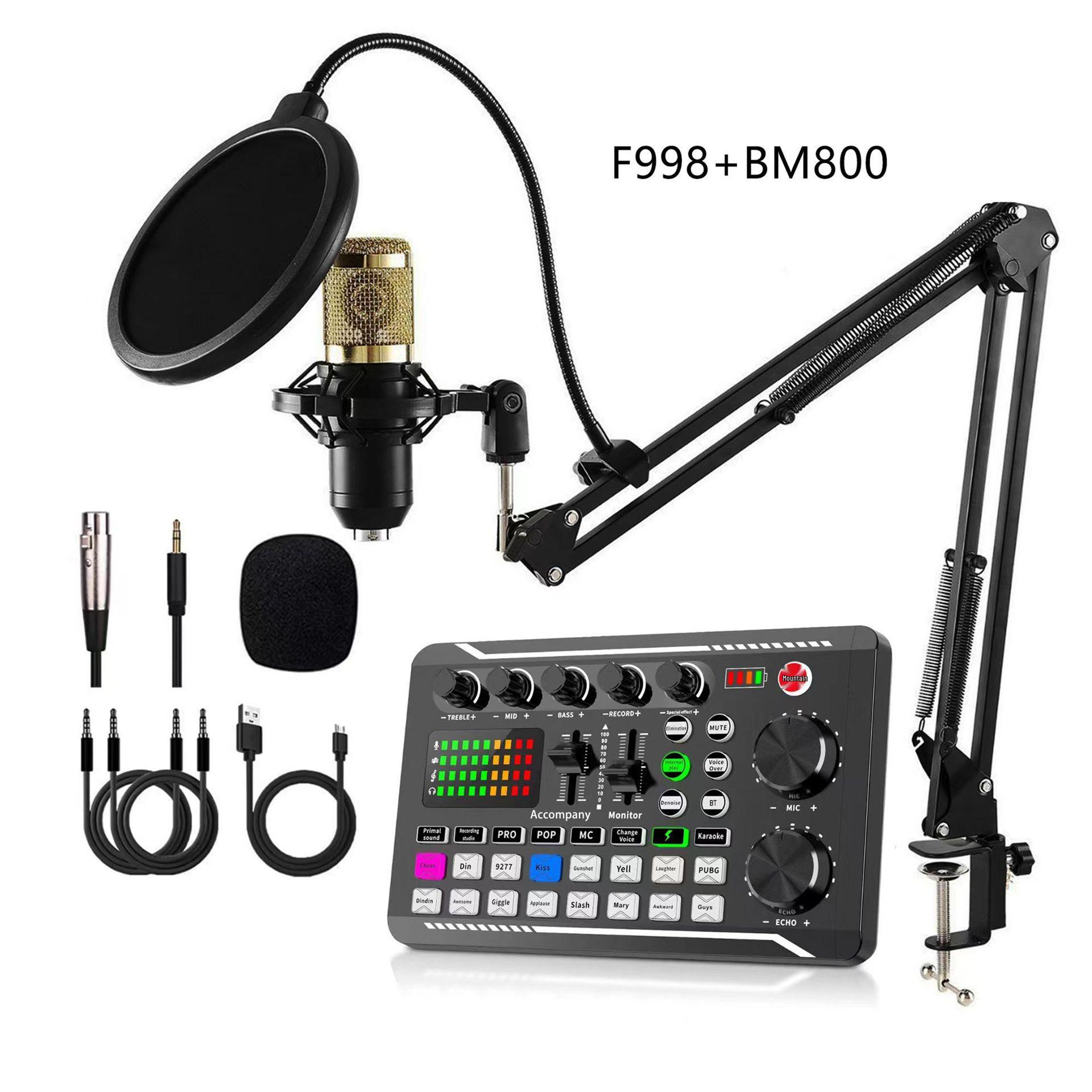 

2026 German BM800 Condenser Microphone & F998 Sound Card USB for Live Streaming