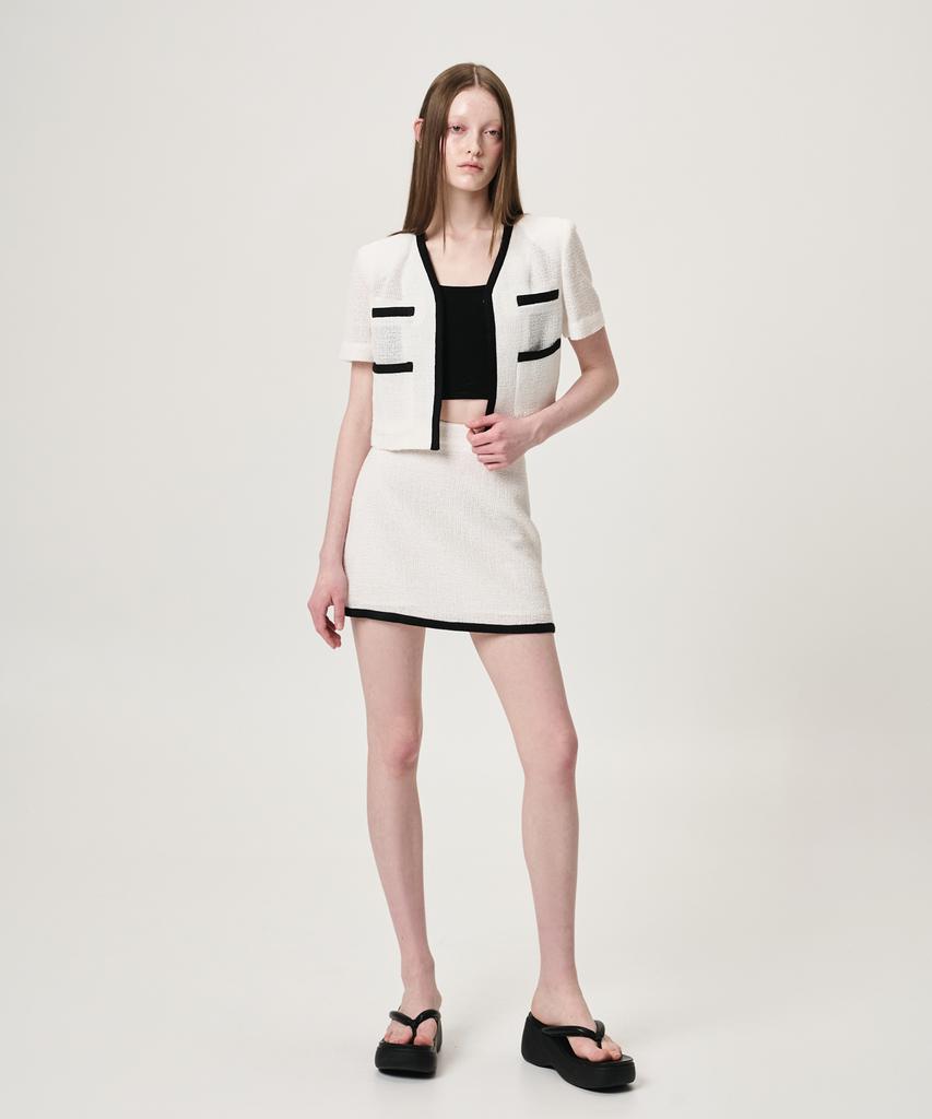 Etmont Summer Tweed Mini Skirt, White