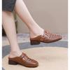 New Summer Genuine Leather Sandals Round Toe Hollow Women's Slippers Outerwear Cool Breathable Fashion Slippers
