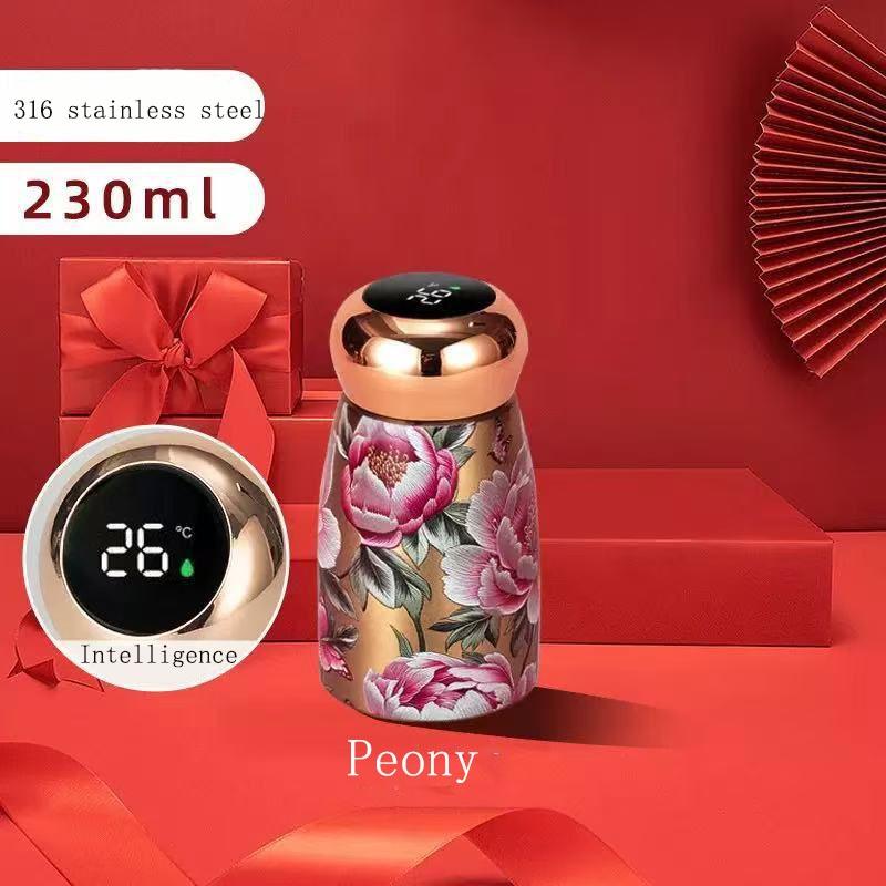 Retro Kleiner Pilz Edelstahl Thermos-Wasserbecher Intelligente Temperaturanzeige Kleine Thermoskanne Wasserkocher