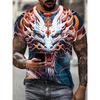 Lion Pattern Men's Street T-Shirt Short Sleeve Animal 3D Printed Fashion Hip Hop Male Tee O-Neck Casual Tops