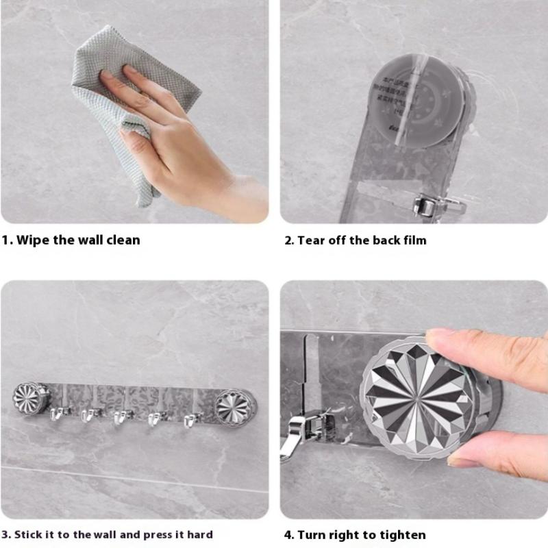 5 Hooks Rotating Suction Cup Hooks Hidden Design Transparent Wall Mounted Corrugated Row Hook Waterproof Punch-Free