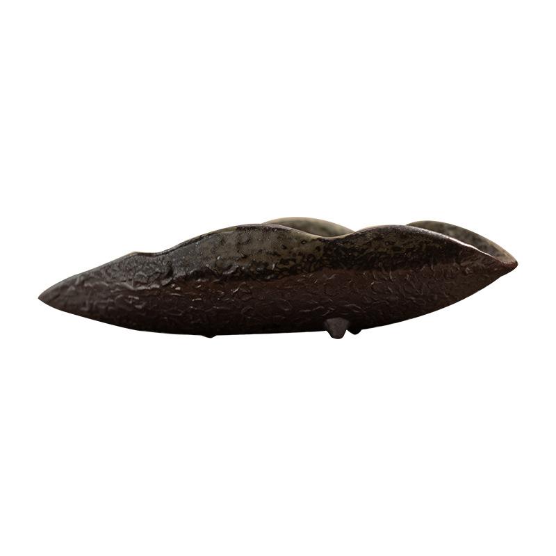 Coarse Pottery Maple Leaf Tea Holder Old Rock Clay Household Tool Tea Ceremony Accessories Shovel Spoon Tea Scoop