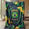 Brazil Football Printed Flannel Blanket Skin Friendly Warm Decorative Throw for Indoor Couch Bed Daily Use