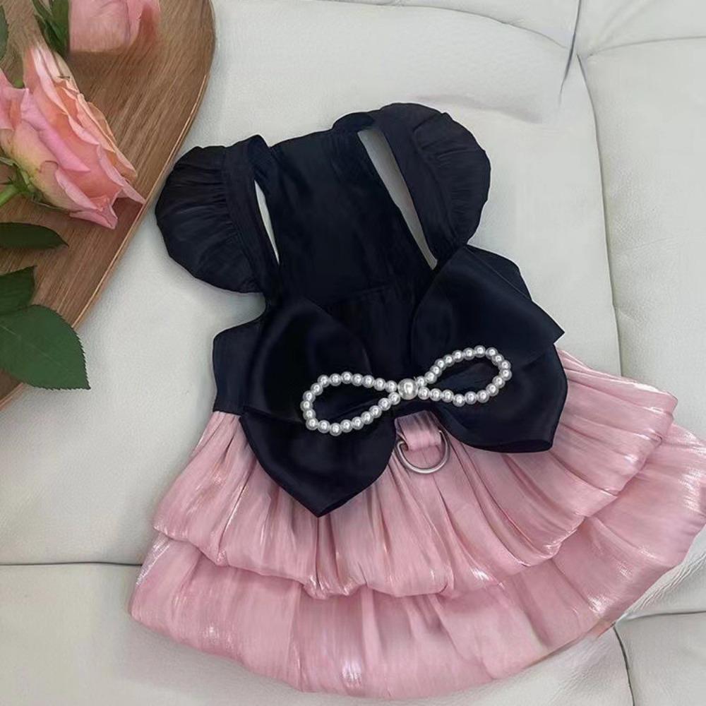Pet Clothing Spring/summer New Flowing Light Dress Pearl Princess Dress Teddy Bear Dog Cat Thin Traction Skirt Small Dog Dress