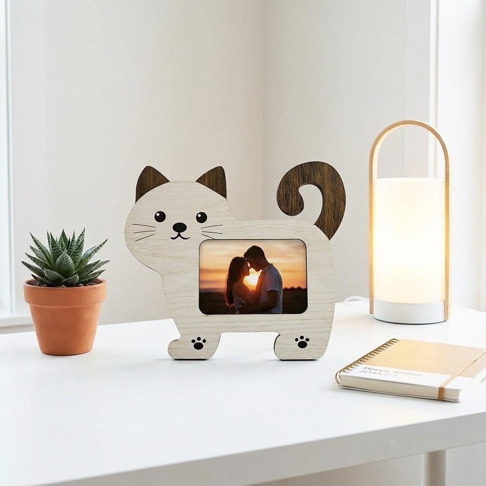 Smooth Animal Shape Picture Frame Cartoon Photo Display Rack Durable Wood Photo Frame for Desktop