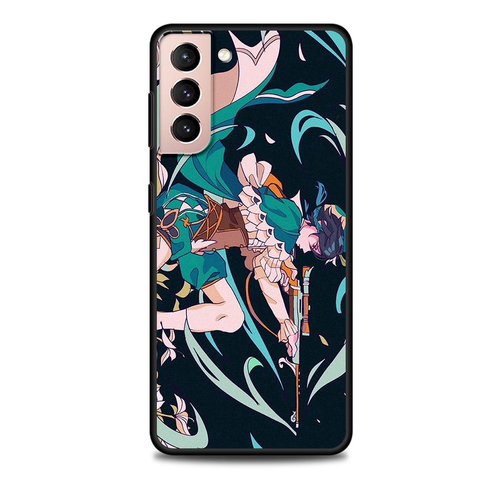 Genshin Impact Game Case for Samsung Galaxy S22 Ultra Phone Cover S21 S20 FE S10 5G S9 S8 Plus S10e S7 Edge Black Soft Silicone