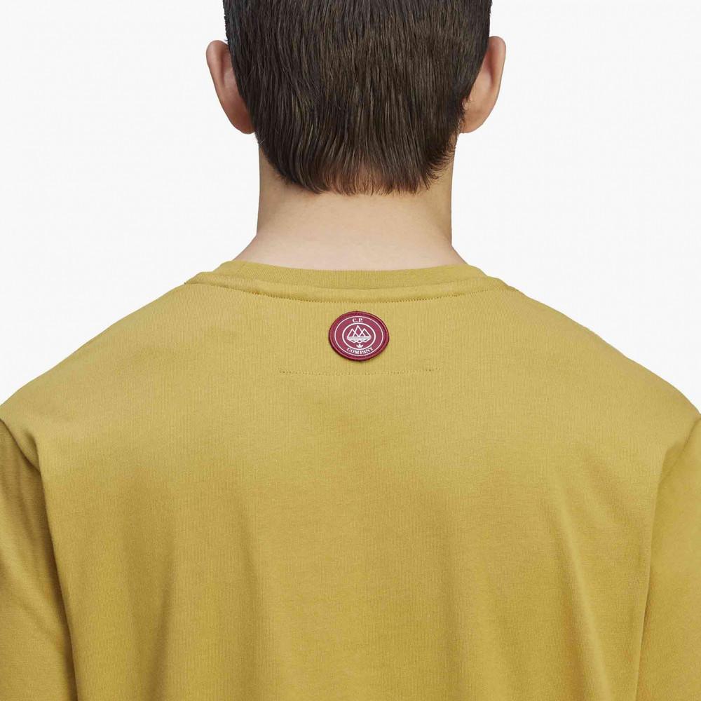 Adidas Originals X C.P. Company Collaboration FW24 Minimalist Comfortable Round Neck Vintage Short Sleeve T-Shirt Unisex Tops Brown Yellow JE8670