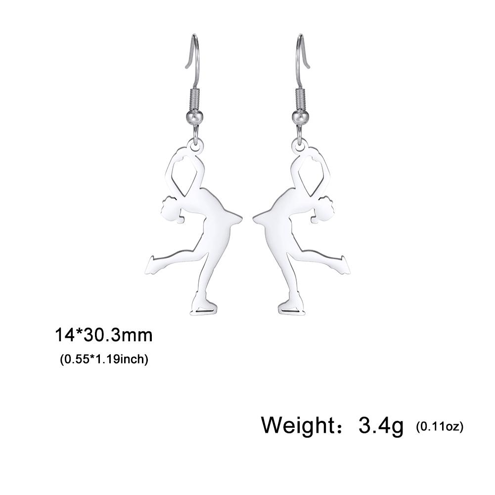 

Teamer Nimble Girl Figure Skating Dangle Earrings Women Girls Stainless Steel Gold Color Elegant Ice Skates Sports Jewelry Gift