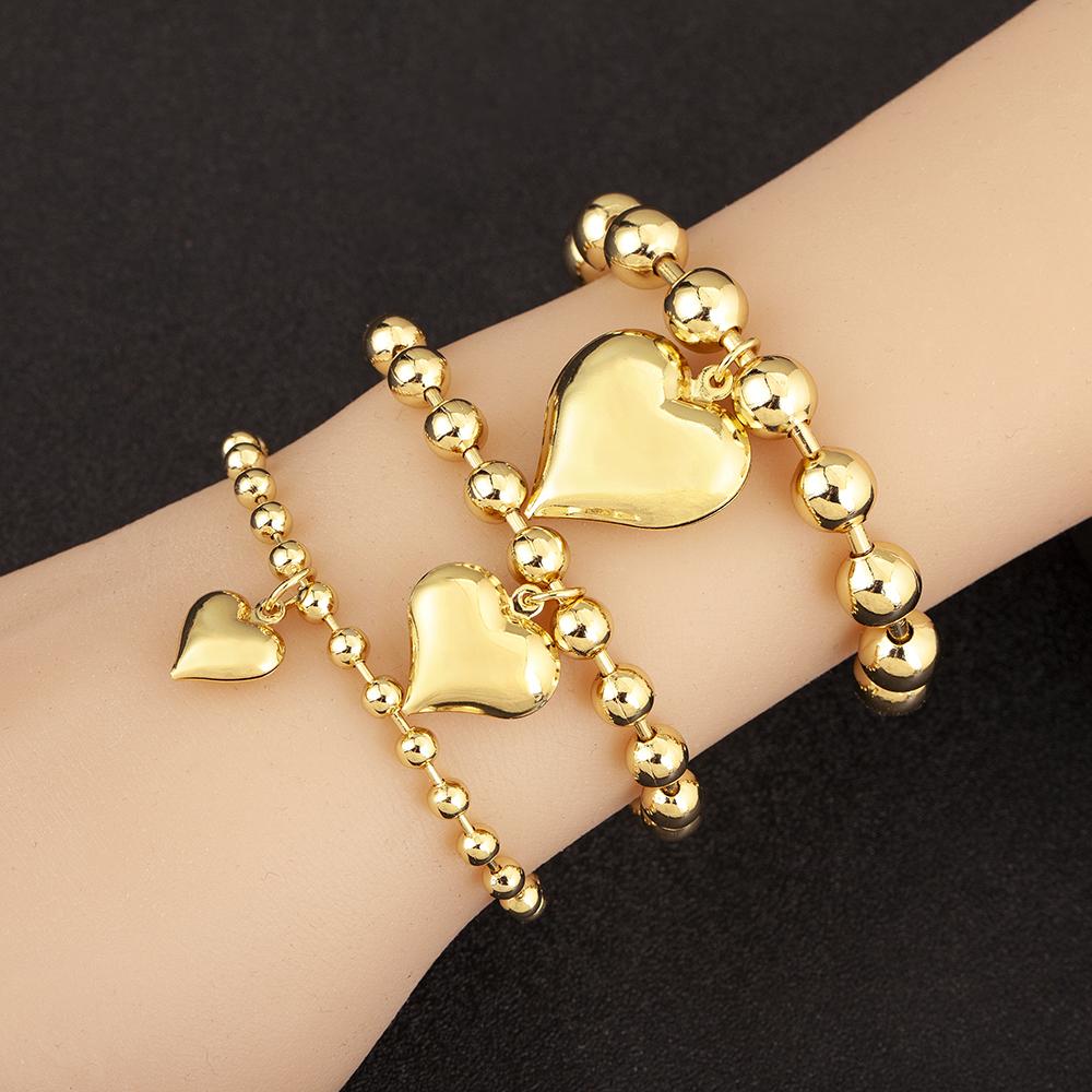 Nidin New Retro Love Shape Copper Beads 4mm/6mm/8mm Charm Bracelets For Female Birthday Party Jewelry Accessories Fine Gifts