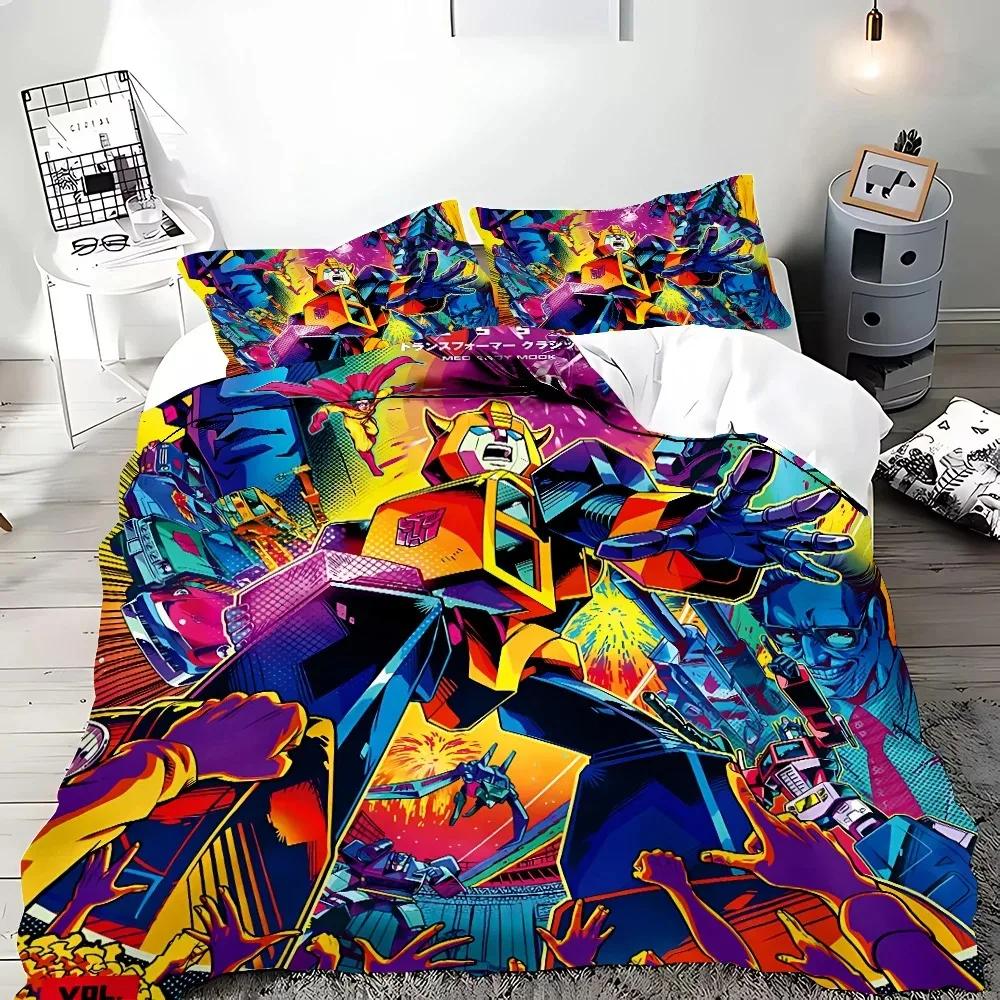 Popular Duvet CoverTransformers Theme , Microfibre Bedding Sets, with Zip Room Decor for Teenagers Adult Duvet Cover 3-Piece