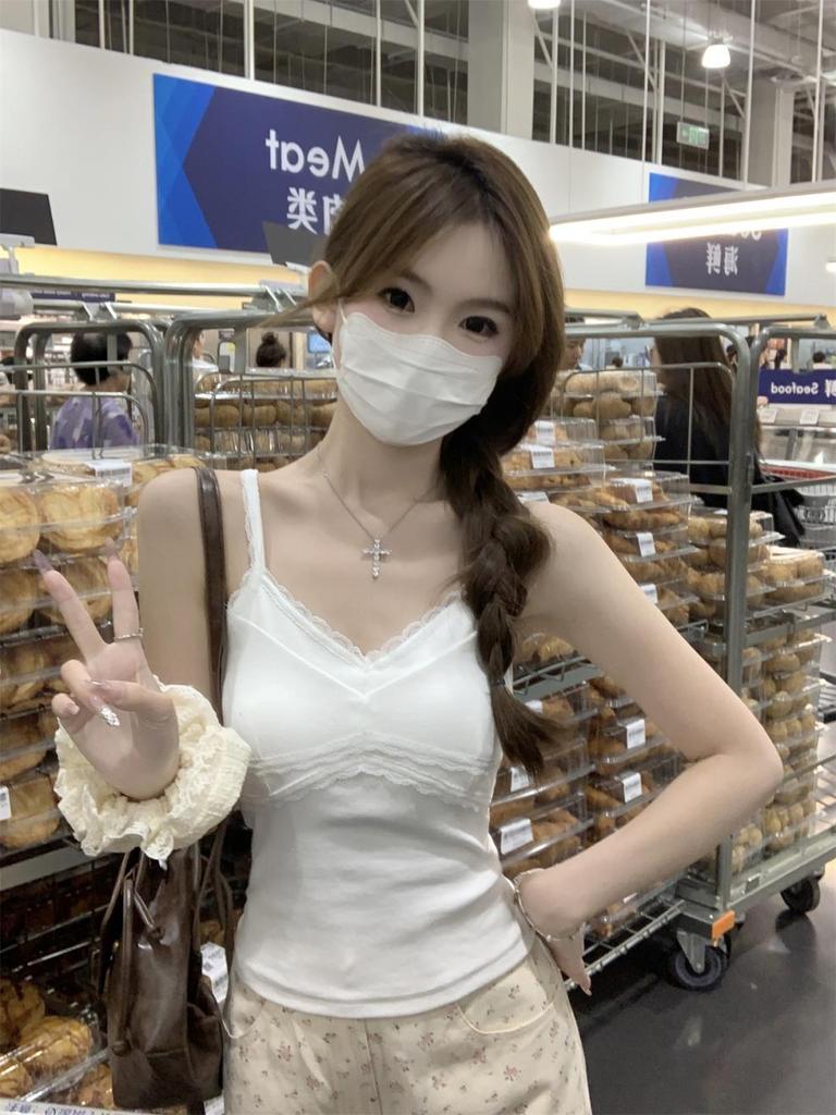 Summer Korean Style Slim Fit Lace Splice Slimming Camisole Vest Top