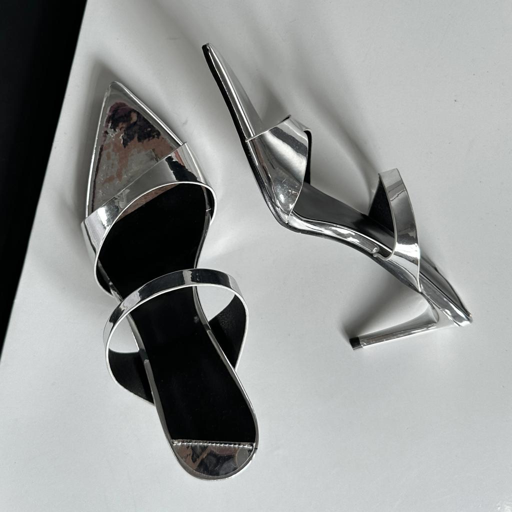 Sommer Dünne High Heels Damen Hausschuhe Mode Schmaler Riemen Spitz Zehenbereich Stripper Bankett Sandalen Pantoletten Schuhe