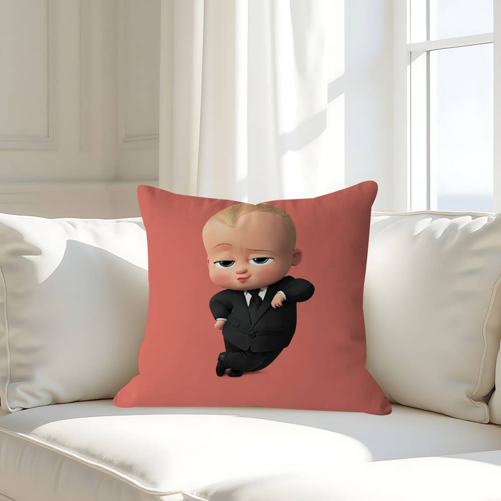 

Funny Baby Boss Pillow Case Removable Washable Cushion Cover – All-Season Soft Linen 16x16Inch