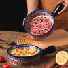 KX4B Retro Binaural Baking Pan Household Hand Painted Salad Plate Ceramic Baking Dish Home Bakeware for Cooking Cake Dinner