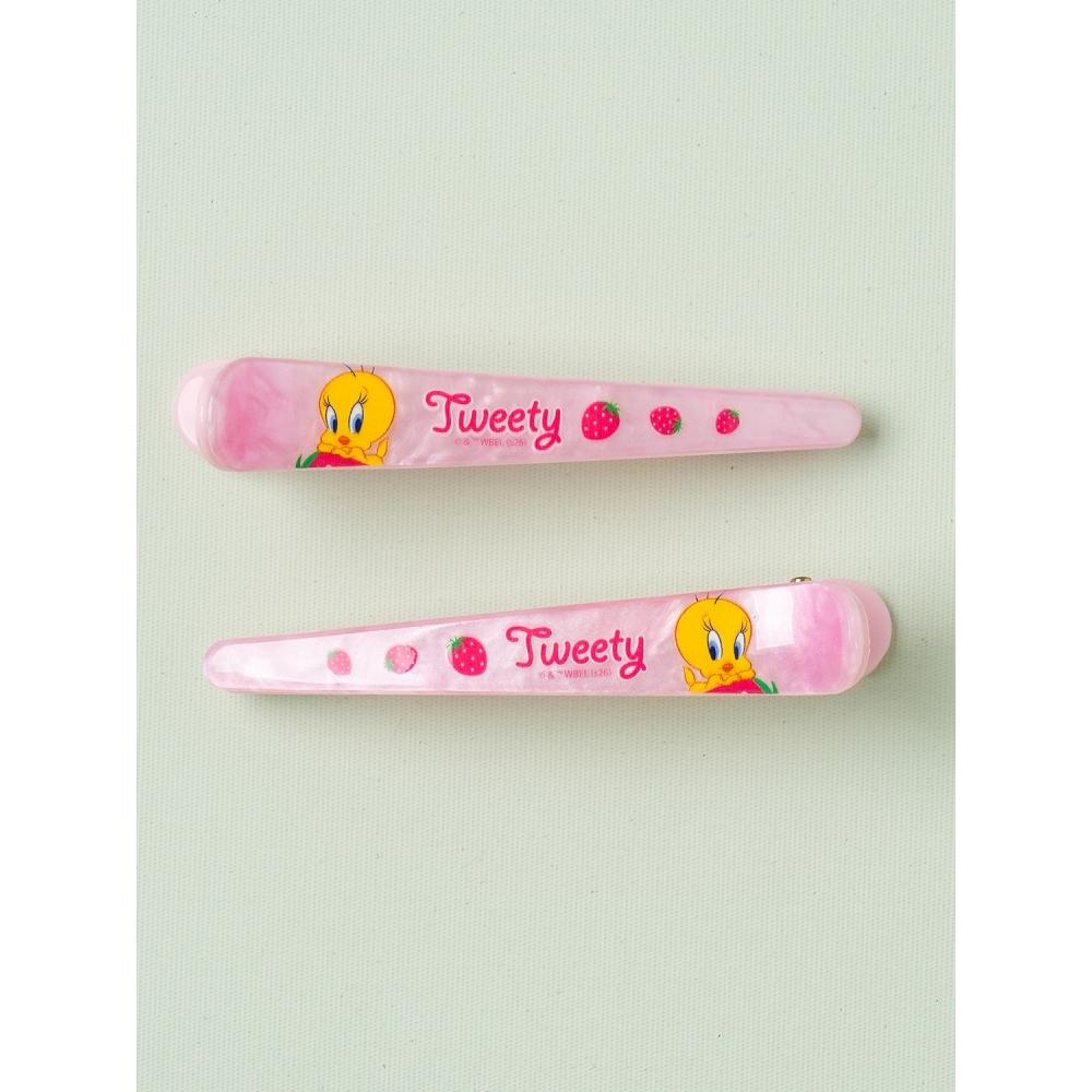 Daiso Looney Tunes Slim Hair Clips  Pack Of 2  Pink