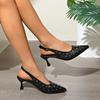 2025 Women's Shoes Slingbacks Women's High Heels Plus Size Dress Pumps Women Rivet Pointed Toe Buckle Strap Thin Heels Sandals