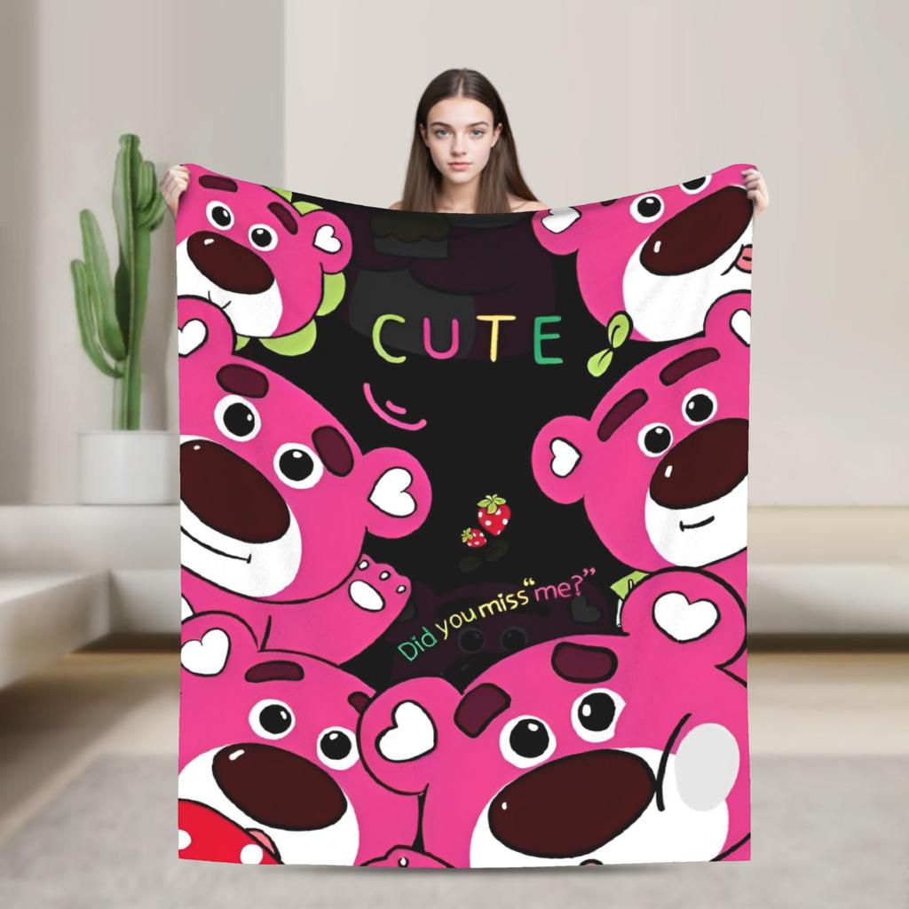 Lotso Cartoon Blanket Soft Warm Aesthetic Plush Bedding Throws For Bedroom Picnic Flannel Bedspread Bed Cover