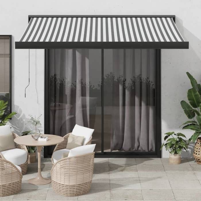 VidaXL Retractable Awning Anthracite/White 3x2.5 M Fabric and Aluminum, Awning, Door Awning, Garden Awning, Awning, 3216128