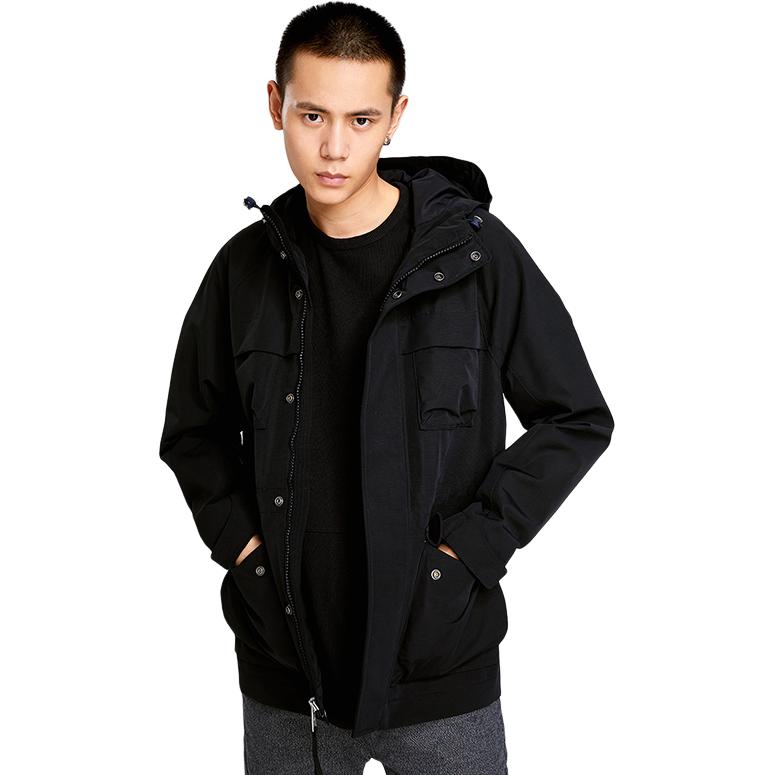 Timberland Giacca da uomo casual da esterno a maniche lunghe con cappuccio e zip, colore unito, giacche Nere A1NCE001
