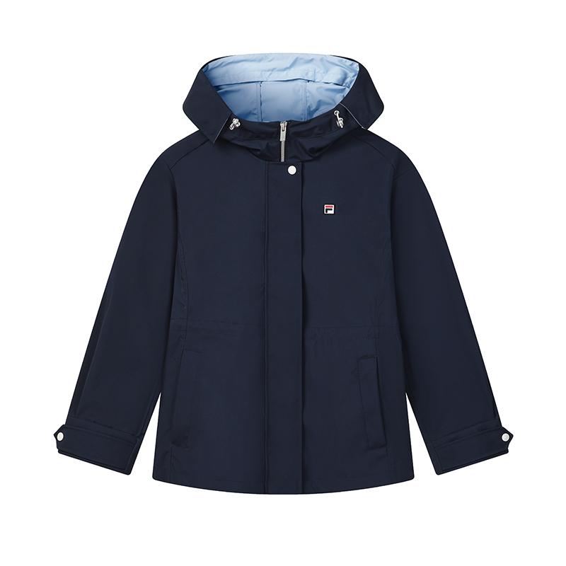 

FILA Heritage Classic Minimalist Trendy Retro Sports Casual Everyday Versatile Loose Hooded Woven Jacket Women jackets Cigarette-Blue F11W628703FDB XL