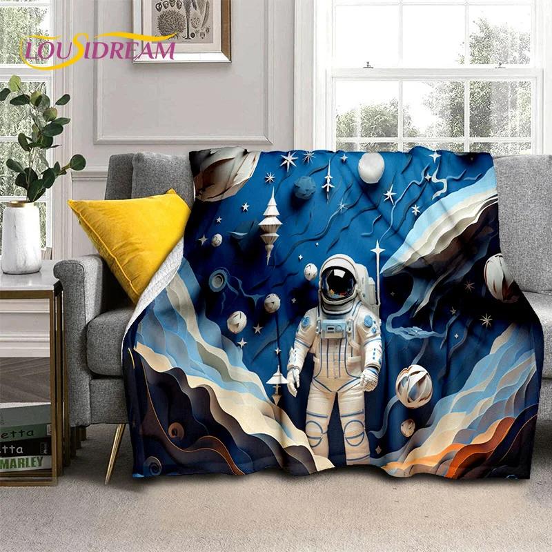Astronaut Dream Universe Spaceman 3D Outer Space Cartoon Soft Blankets,Throw Blanket for Picnic Beds Home Bedroom Cover Kid Gift