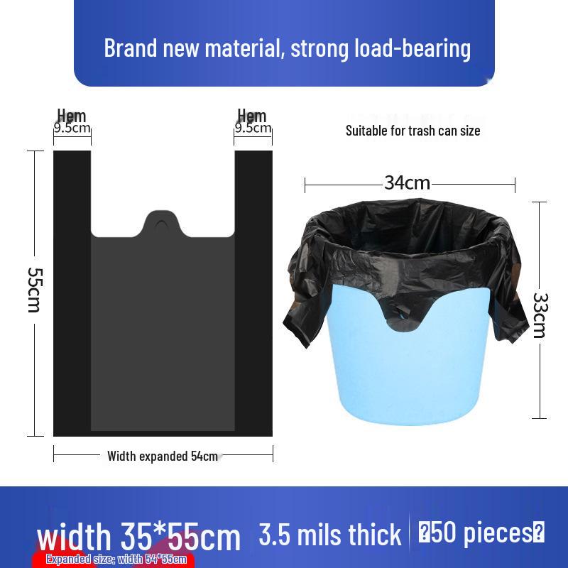 Extra-Thick Black Handheld Vest-Style Garbage Bags - Large Disposable Kitchen Bags