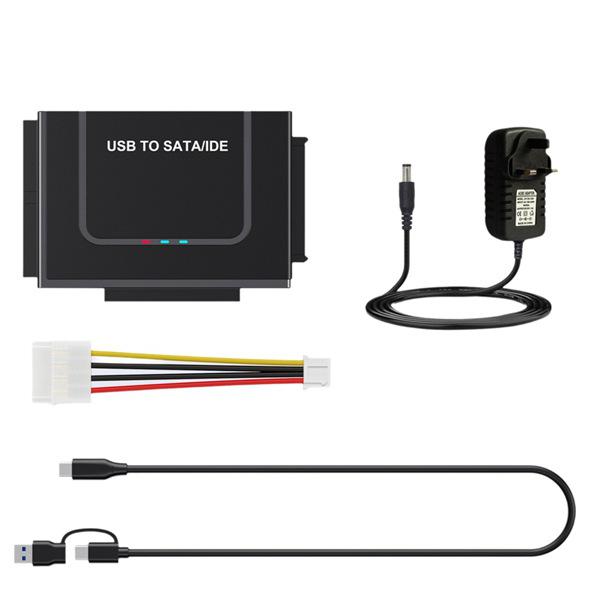 

Black ABS Multi-Port Adapter: UK Standard, AC100-240V, Serial, SATA, Parallel, IDE. Other