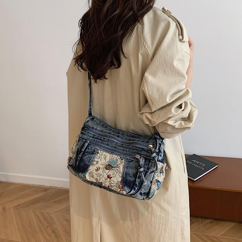 Τσάντα Τζιν Πολλαπλών Θηκών Τσάντα Χιαστί Γυναικεία Τσάντα Ώμου