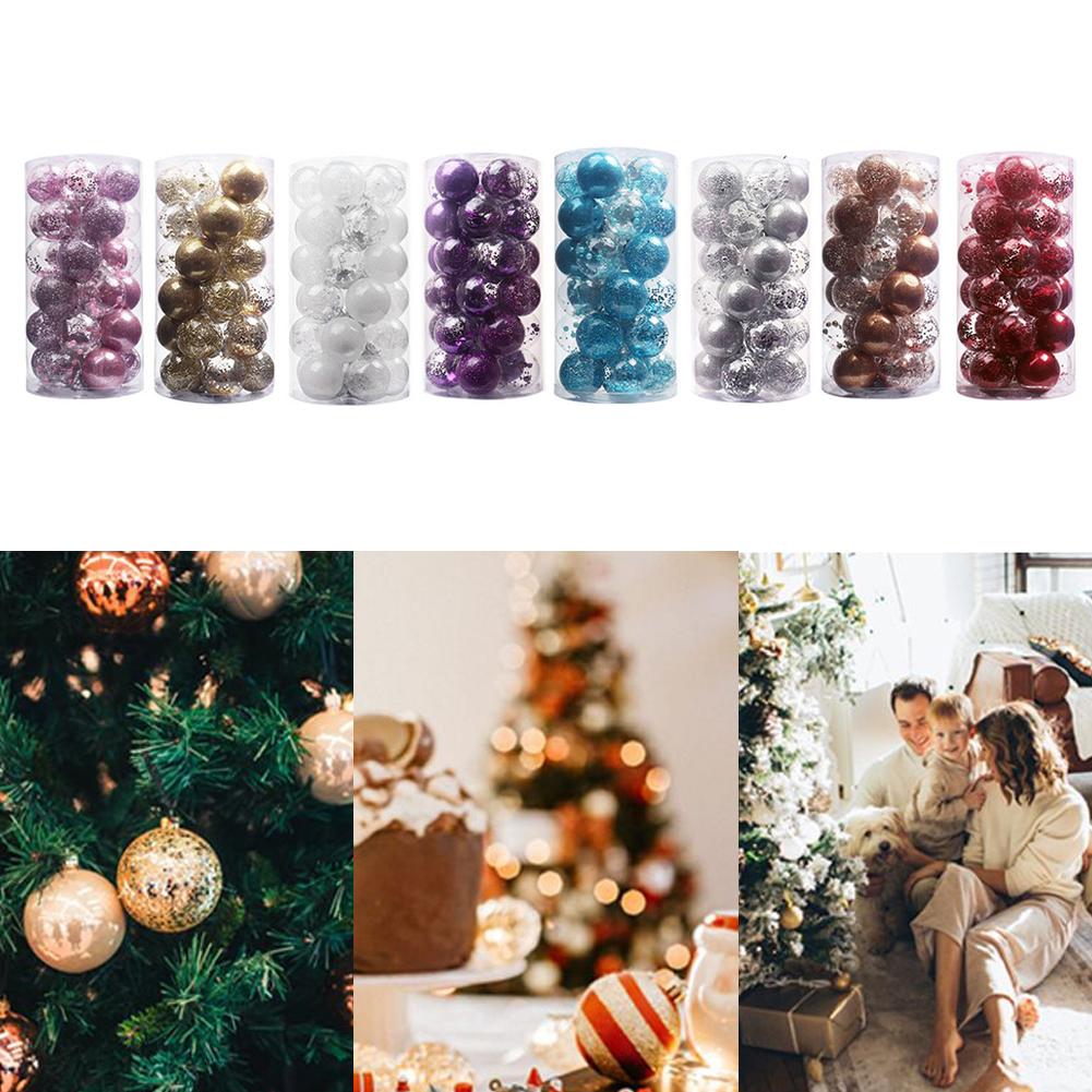 Festive Xmas Tree Hanging Ornaments Glitter Christmas Balls Baubles