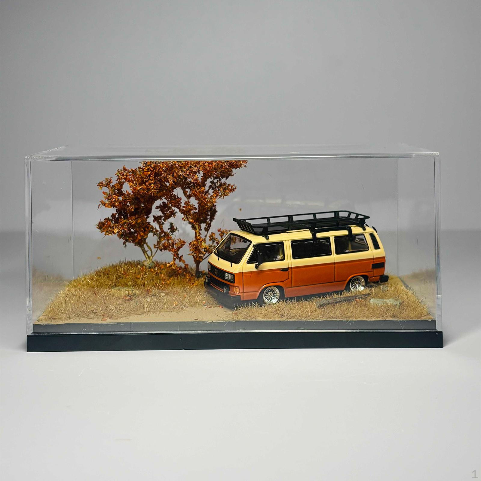 

1/64 Display Case for Model Car,Clear Box Creative Scenic Diorama Dustproof Sturdy Showcase