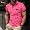 2024 Men's Slim Fit Lapel Print Polo Shirt with Fake Pocket