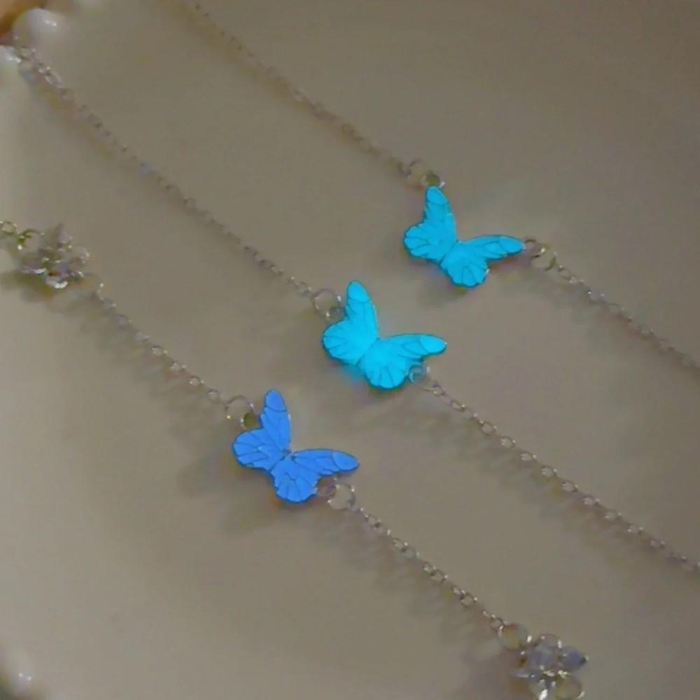 Elegant Butterfly Necklace Luminous Women Jewelry Cute Forest Necklace Bracelet  Gift