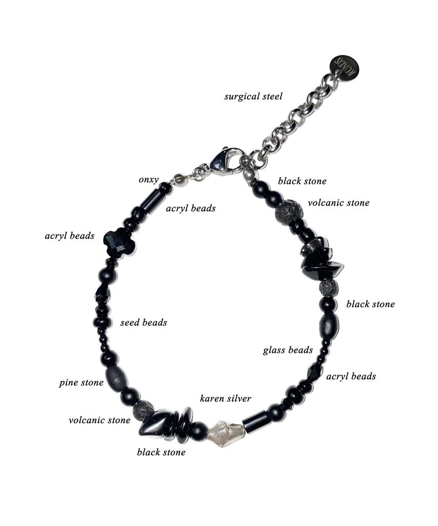 Runds Karen Silver Black Gemstone Bracelet