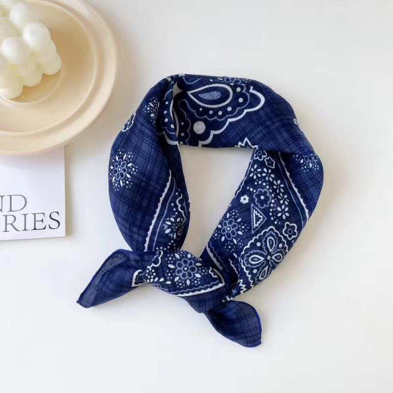 Fashion Bandana Cotton Head Scarf For Women Small Hijab Floral Print Handkerchief Hair Scarfs 55cm Square Headbands Neck Scarves
